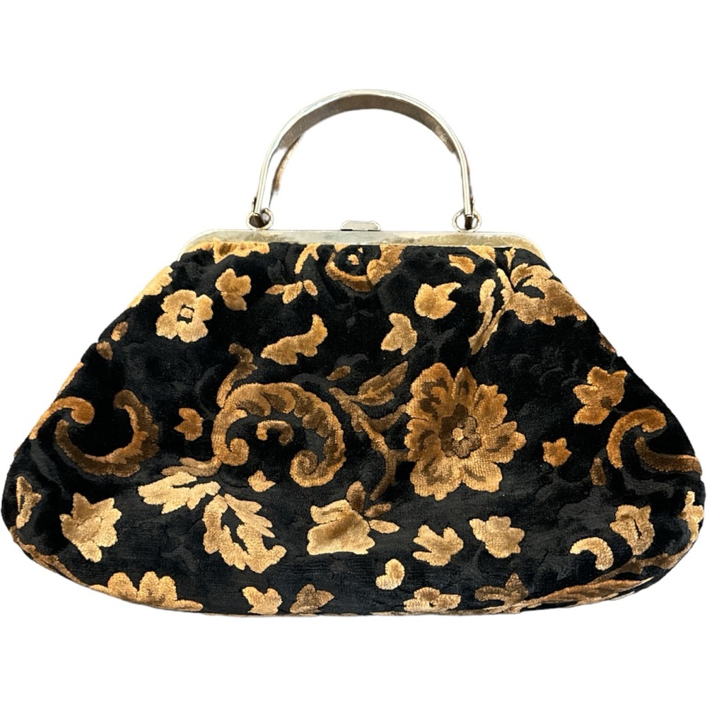 Julius Resnick JR USA Floral Tapestry Carpet Bag tortoise handle